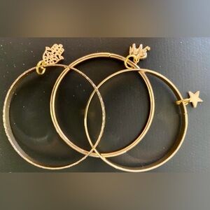 Gold Charm Bangle Bracelet Set - Three-Piece